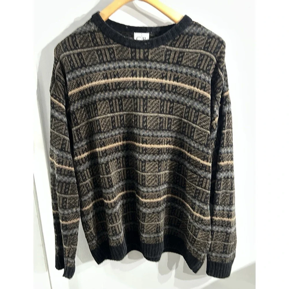 VTG Geoffrey Beene Coogi Knit Style Sweater Mens Large Rayon Blend Soft Grandpa